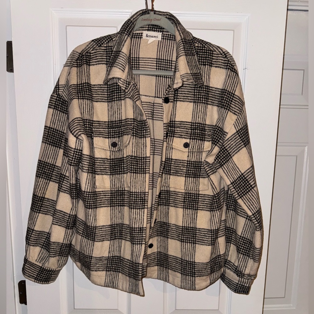 Hazel & Olive Tan Plaid Shacket